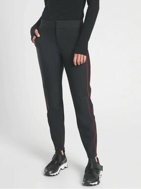 NWOT Athleta Stellar Novelty Trouser Pant Black & Red Piping Casual Women Size 4